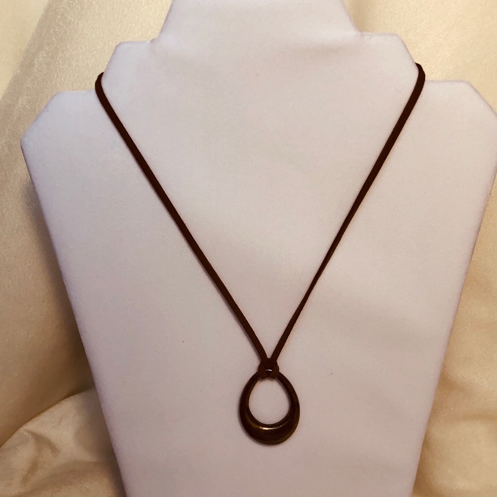 Open Teardrop Leather Necklace